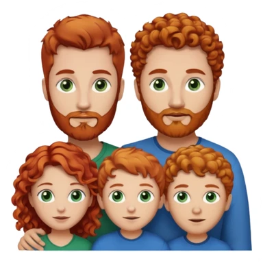  A family consisting of a mother, father, and son. The mother has red hair and green eyes, the couple has light brown hair, a light brown beard, and blue eyes, and the son has golden curly hair and blue eyes. sticker
