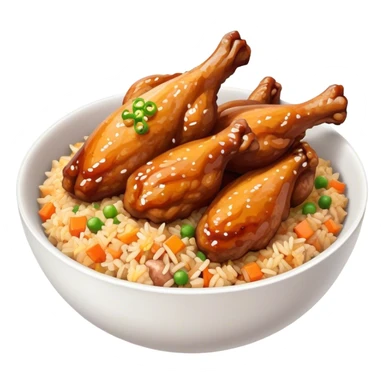 Chicken wings and pork fried rice in a bowl sticker