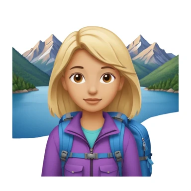 girl backpacking, travelling mountains background sticker