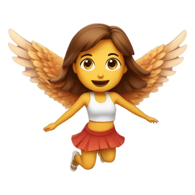 a girl flying with two bbq chicken wings on her back sticker