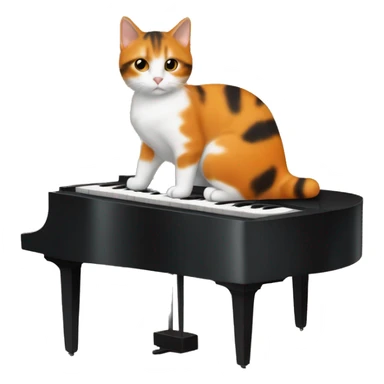 Orange and black with a small amount of white Tortoiseshell cat playing piano  sticker