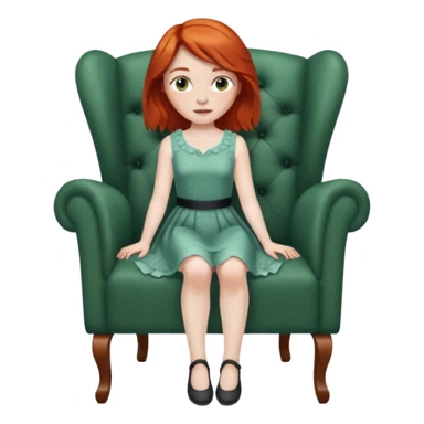 Naked red haired girl with freckles and large tits no clothes no bra no panties full body and a pussy sitting in a chair with legs spread sticker