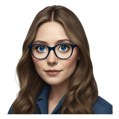 Hyper Realistic Elizabeth Olsen brunette blue eyes wearing glasses  sticker