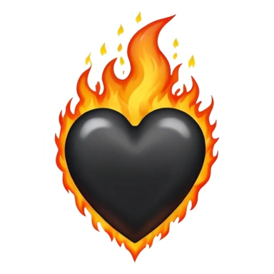 Black heart on fire sticker