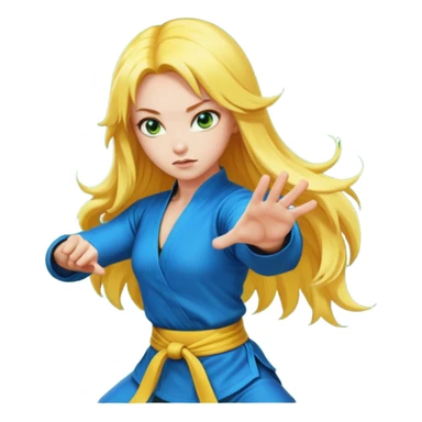 sexy girl with long yellow hair, kung fu, blue green eyes sticker