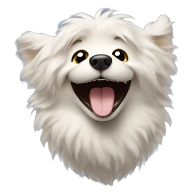 A fluffy dog laughing sticker