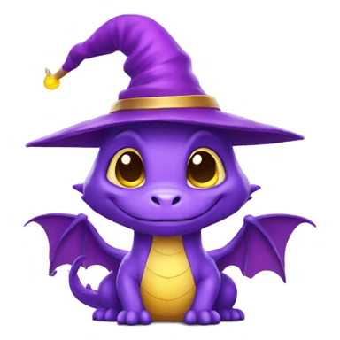 cute purple dragon with yellow eyes wearing wizard hat sticker