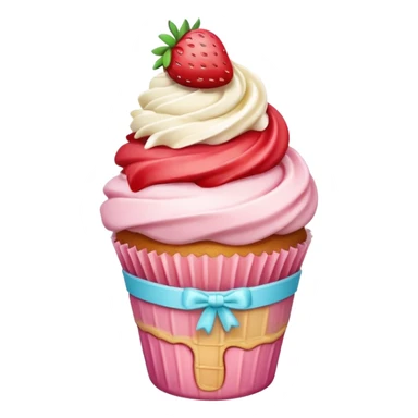Cupcake with Strawberry pieces in the ice cream cone frosting  sticker