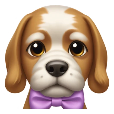 Dog wearing a bow sticker