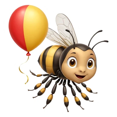 Bees with red Birthday Hat, Excited bee carrying balloon sticker