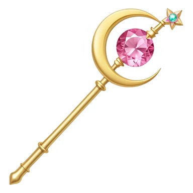 Sailor Moon's Crescent Moon Stick, a pink wand with a gold crescent moon on top and a pink gem in the center sticker