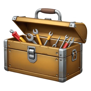 3D Brown golden toolbox sticker