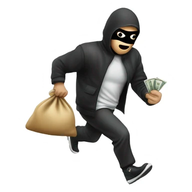 a robber with a money bag running facing to the left sticker