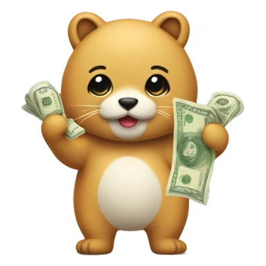 cute animal holding currency ₩ sign sticker