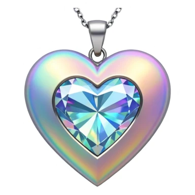 diamond Heart shape pendant holographic sticker