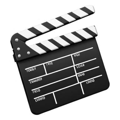 ultra simplified movie clapper with black and white colors, two simple rectangles with a diagonal line sticker