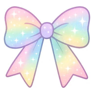 kpop pastel rainbow bow with sparkles, cute and trendy sticker