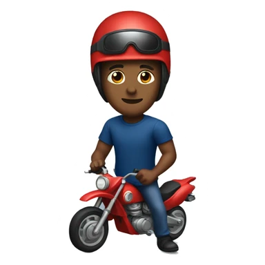 Man Wearing a Dark Blue T-Shirt and a Red Motorcycle Helmet sticker