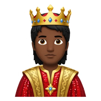 King Solomon from The Bible with black hair,  red sequin outfit sticker