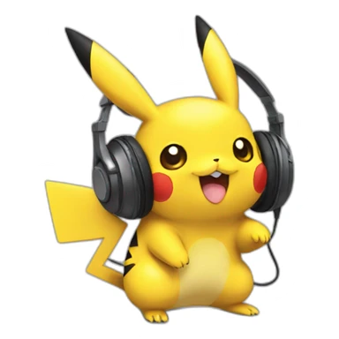 pikachu wearing gaming headset sticker