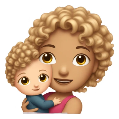 curly-haired white girl with a 5 month old baby in her arms sticker