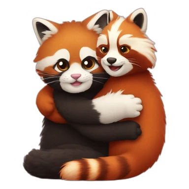 fluffy-cat-and-red-panda-cuddling sticker