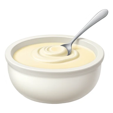 bowl of creamy garlic aioli sauce with a spoon sticker