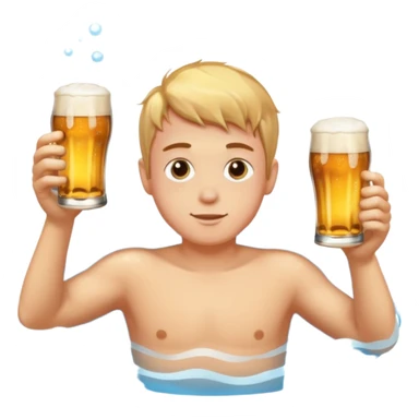 A boy swimming in a pool of beer sticker