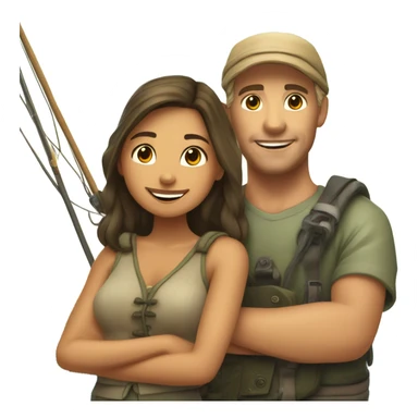Caucasian fisherman no beard in love with Philippine island girl on an island sticker