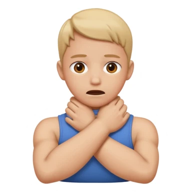 face with arms crossing over neck choking itself sticker