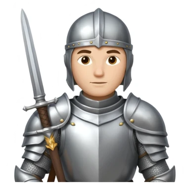 a knight in bright silver armor, holding a sword sticker