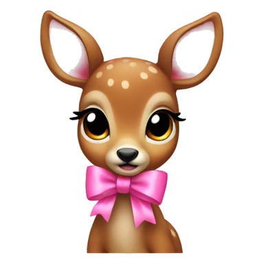 Baby deer with pink bow sticker