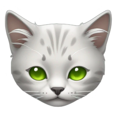 cat with white hair and gray highlights with green eyes sleeping sticker