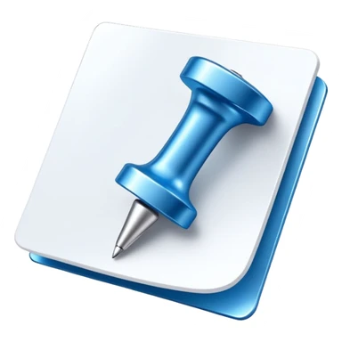 A blue pushpin attaching a note or piece of paper. Minimalist, modern style with clean lines sticker