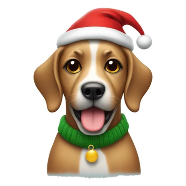 Dog wearing a Santa hat and a Christmas jumper sticker