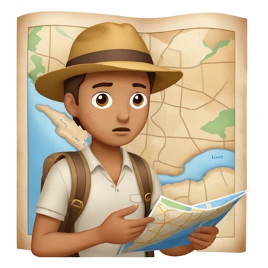 Traveler looking at map confused and lost sticker
