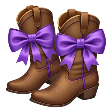 Brown cowboy boots with a purple bow  sticker