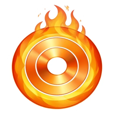 A minimalist CD disc with a subtle fire design, white flames sticker