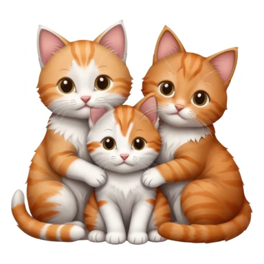 3 kittens cuddling together all different colours, the first one is grey and white, the second is ginger and white and the third is brown tabby and white sticker