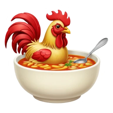 rooster eating soup from a bowl emoji sticker