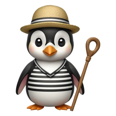 penguin wearing gondolier striped shirt and hat sticker