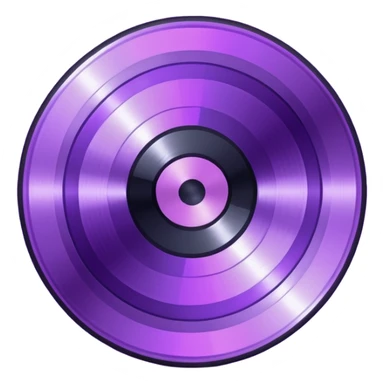 pixelated music disc with a purple label sticker
