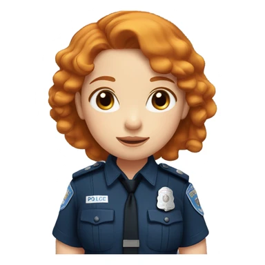 face of ginger girl police officer teen cute blue uniform  policia badge brown eyes sticker