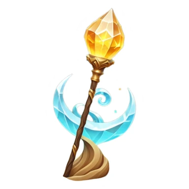 desert sand mage staff object icon, ancient wooden staff, swirling sand crystal on top, glowing golden aura, small floating sand particles, fantasy desert style, 3D cartoon, mobile game icon style, centered, clean background, soft shadow, no text, no watermark
 sticker