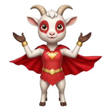 white female goat wearing a read cape like superman sticker