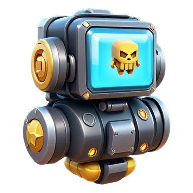 Clash of Clans aesthetic: Cinematic Playful 3D Isometric Jetpack Emoji, rendered in a 3D vector-style similar to standard emojis with minimal shading and bold, simplified shapes. A compact, distinct form with signature details, softly glowing with a futuristic sci-fi warfare charm. Simplified yet unmistakably iconic, highly detailed and consistent, glowing with a soft radiance and high shine. Stylized with a touch of high-tech brilliance and a soft glowing outline, capturing the essence of a beloved gaming relic with a friendly, playful manner! sticker