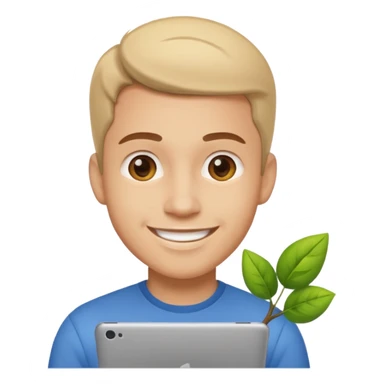 hazme un emoji que le este ayudando a una empresa a dejar de perder tiempo en tareas repetitivas y empezar a centrarse en lo que realmente importa: crecer. y que sea un hombre el emoji sticker
