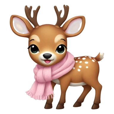 cute deer with baby pink scarf and bow sticker