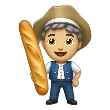 a french holding a baguettes  sticker
