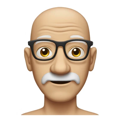 bald white man with a large wrinkled forehead, thin square glasses and a beard that forms a square above and below the mouth, always white with his hands open over his ears as if to be able to hear better. sticker